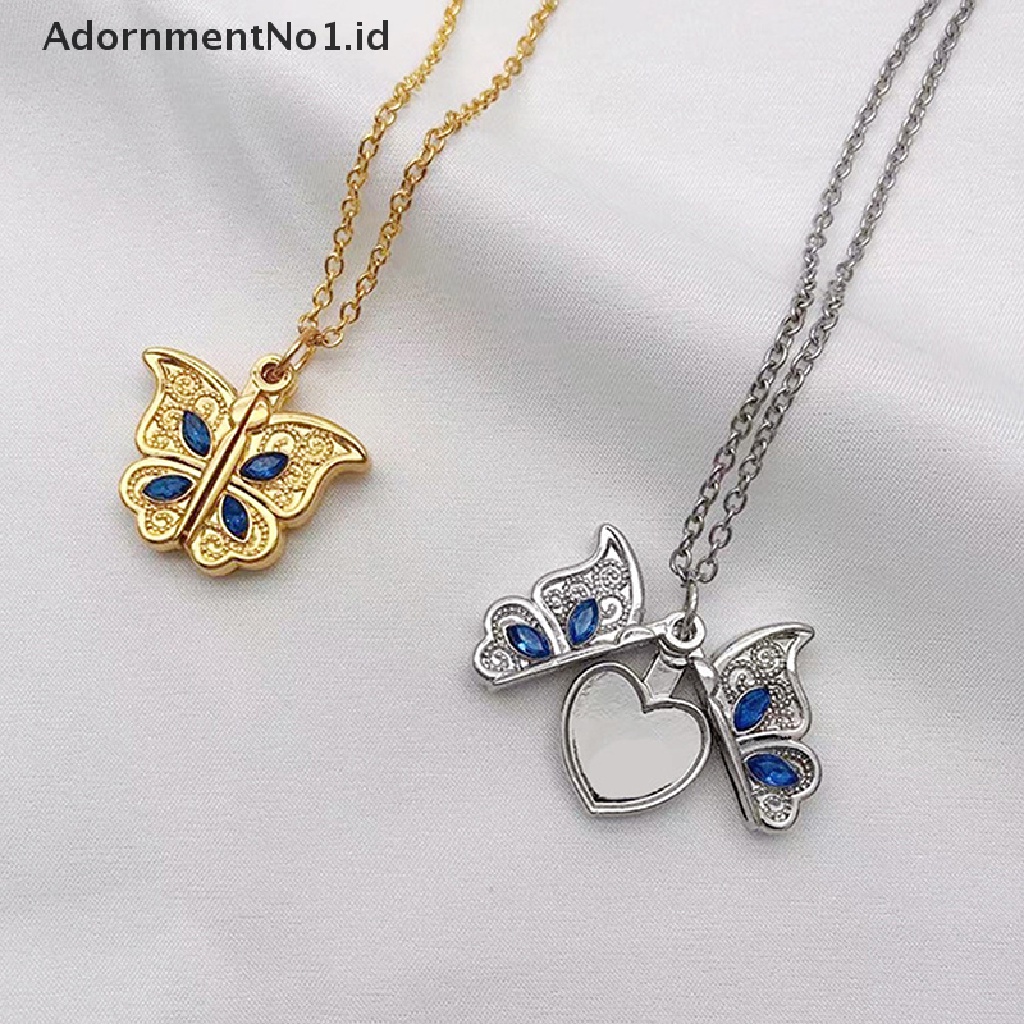 [AdornmentNo1] I Love You Heart Luckly Butterfly Rantai Klavikula/Gadis Kalung Liontin Stainless Steel/Perhiasan Kalung Hati Senior [ID]