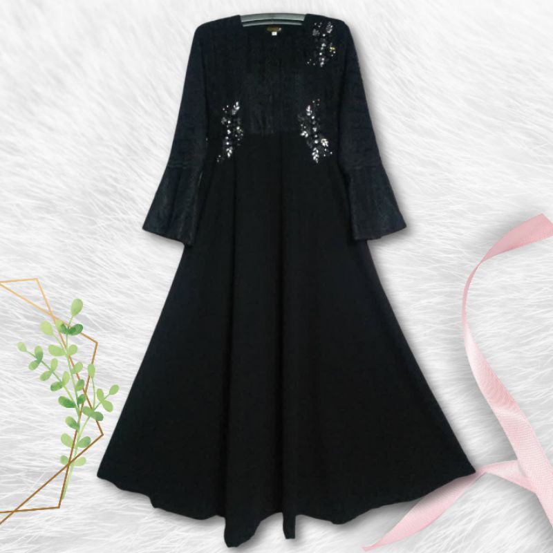 Jubah Akhwat Model Rompi Motif Bunga By Qonita Collection