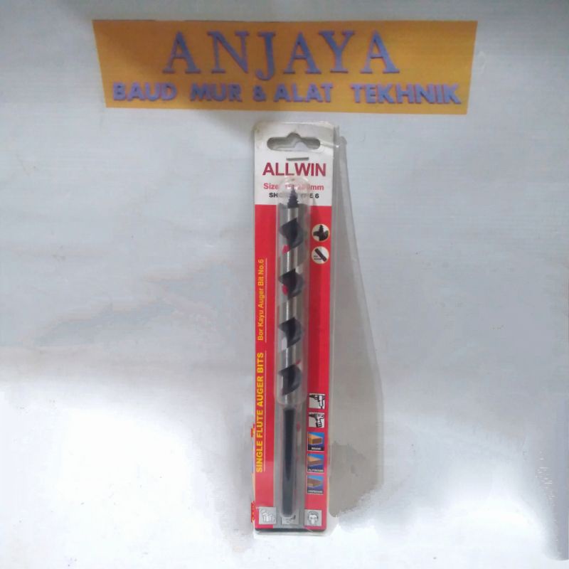 Jual Allwin Mata Bor Kayu Spiral Pendek Auger Bit Drill X Mm