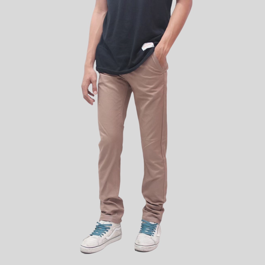 Celana Chino Panjang Pria Hijau Army Premium Slim Fit Katun Stretch Pensil Melar Distro Man Original