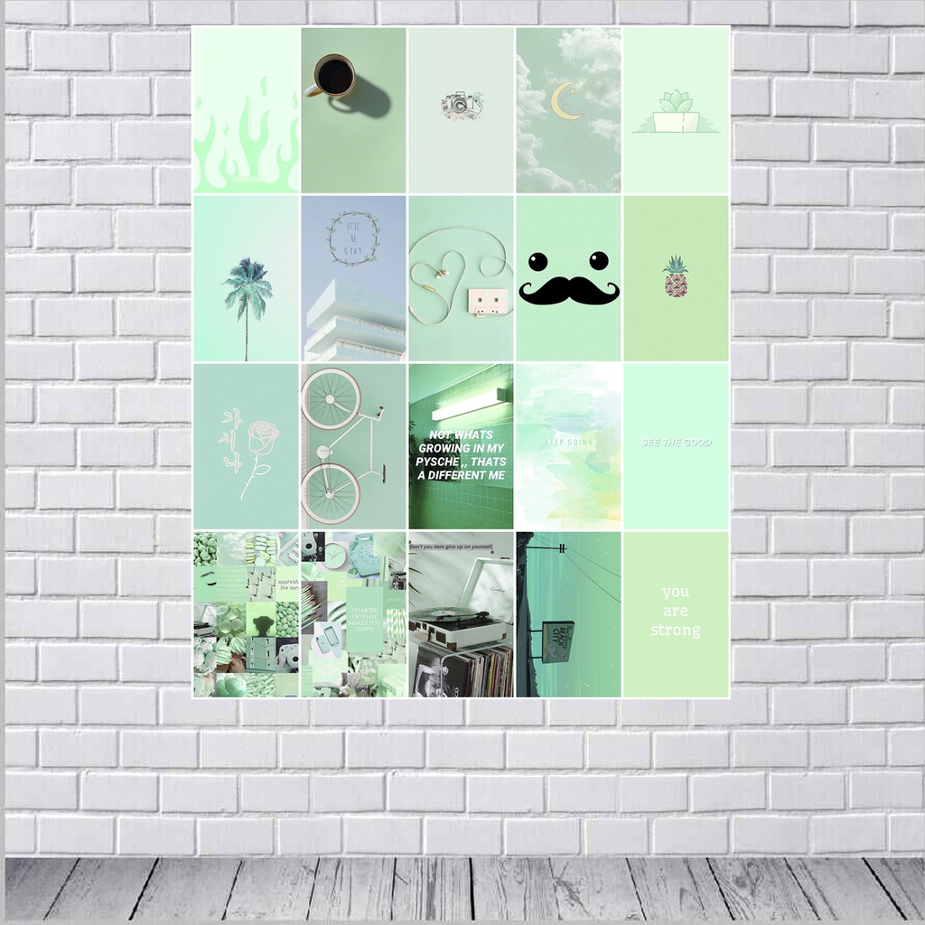 [20 PCS] UKURAN A5 POSTER DINDING AESTHETIC GREEN | POSTER AESTHETIC | POSTER DINDING GREEN THEME | 