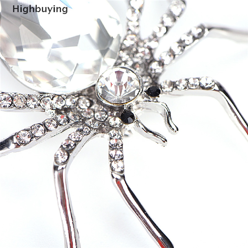 Hbid Perhiasan Bros Fashion Lapis Perak Spider Putih Elegan Kristal Brooch Pin Glory