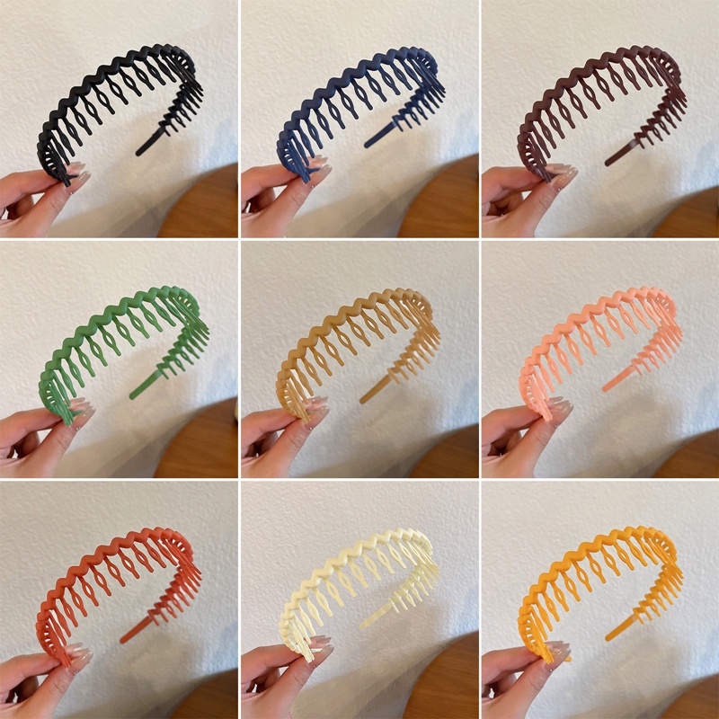 Morandi Color Hair Hoop Perempuan All-Match Tekan Rambut Kepala Gesper Ikat Kepala Gadis Frosted Gerigi Aksesoris Rambut