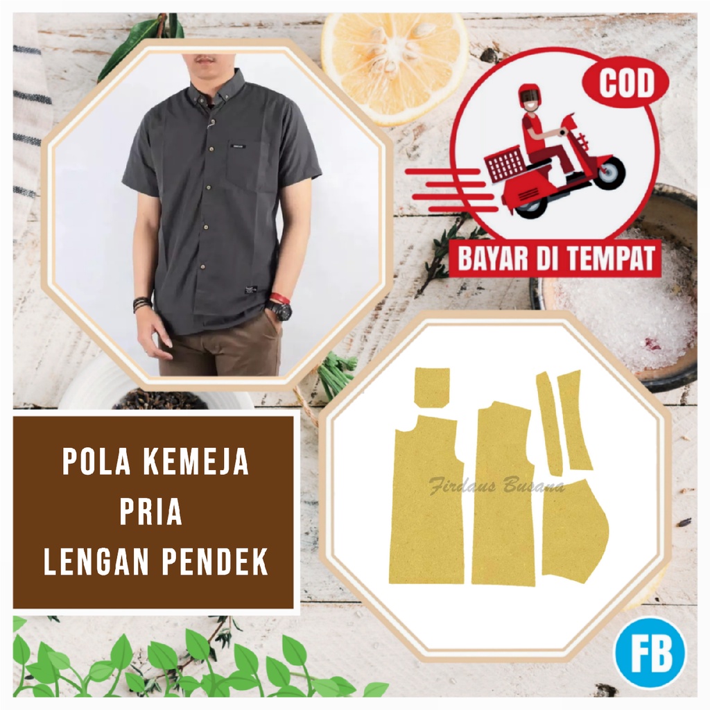 【COD】Pola Kemeja Pria Lengan Pendek Dewasa | Pola Baju Kemeja Pria | Pola Instan | Pola Jiplak | Pol