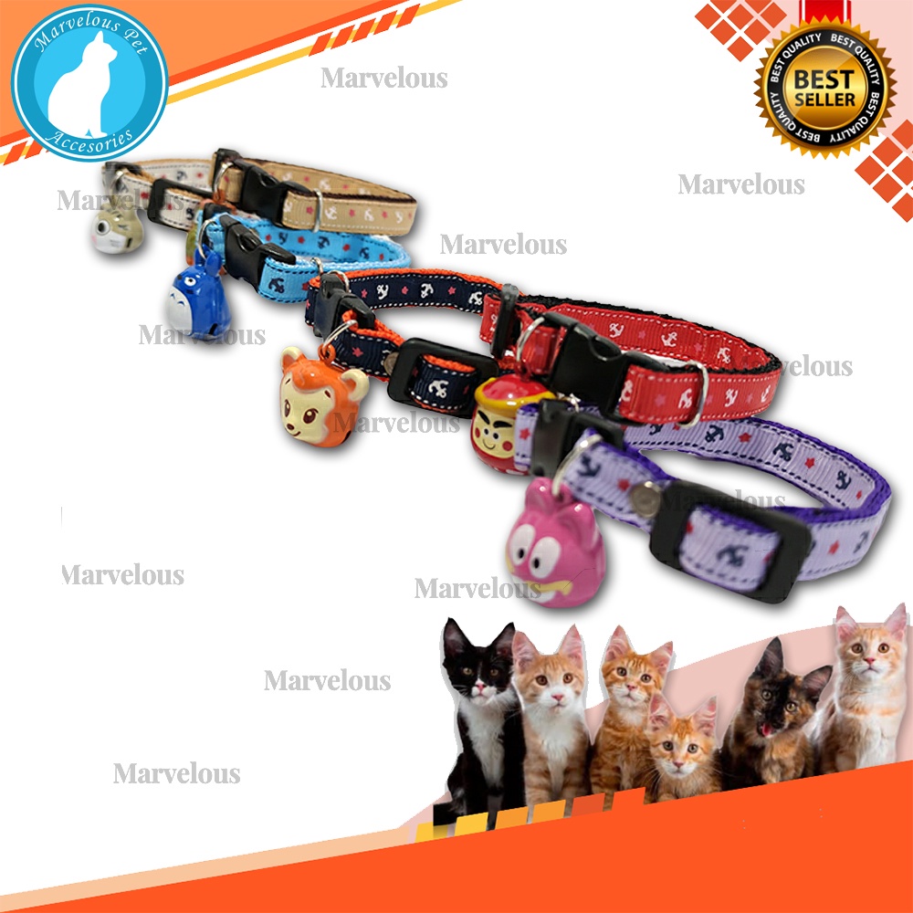 Kalung kucing lonceng karakter motif jangkar kualitas premium
