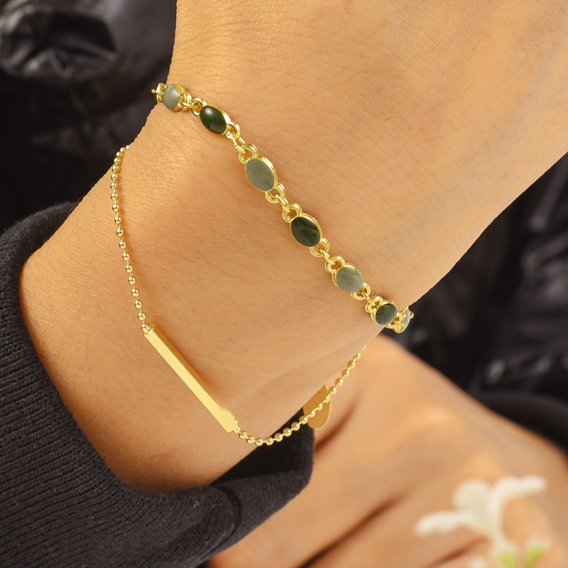 Gelang Pesona Kristal Fashion/Wanita Warna Emas Manik-Manik Rantai Berlapis Ganda Perhiasan Gelang Yang Dapat Disesuaikan