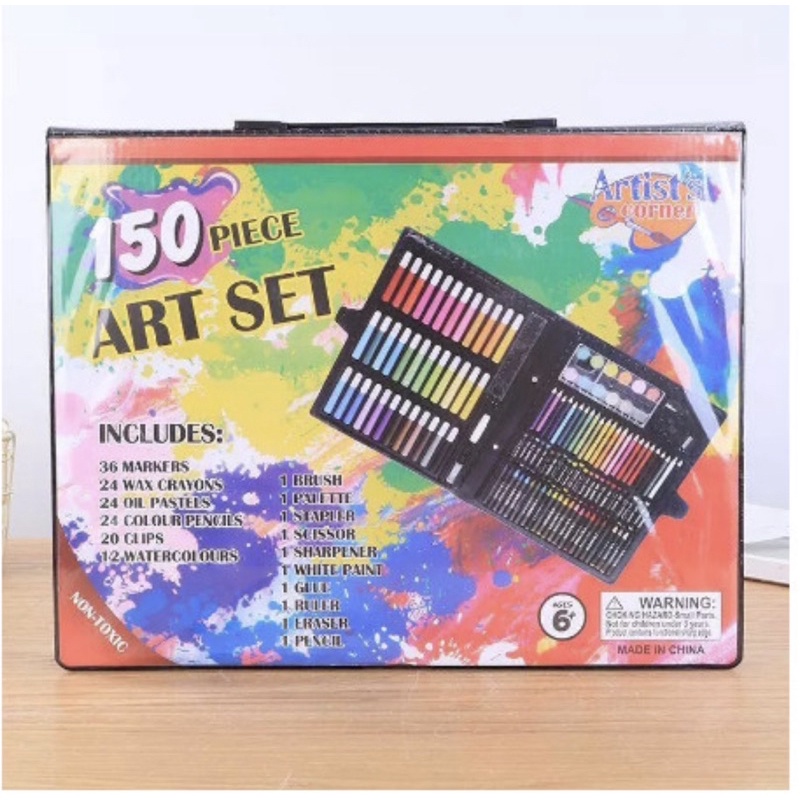 SUPER MEGA ART SET ANAK 150 PCS SPIDOL CRAYON SET MENGGAMBAR