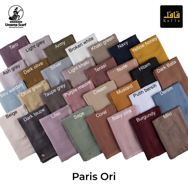 hijab paris premium segi empat ori by umama scarf, logo um besi