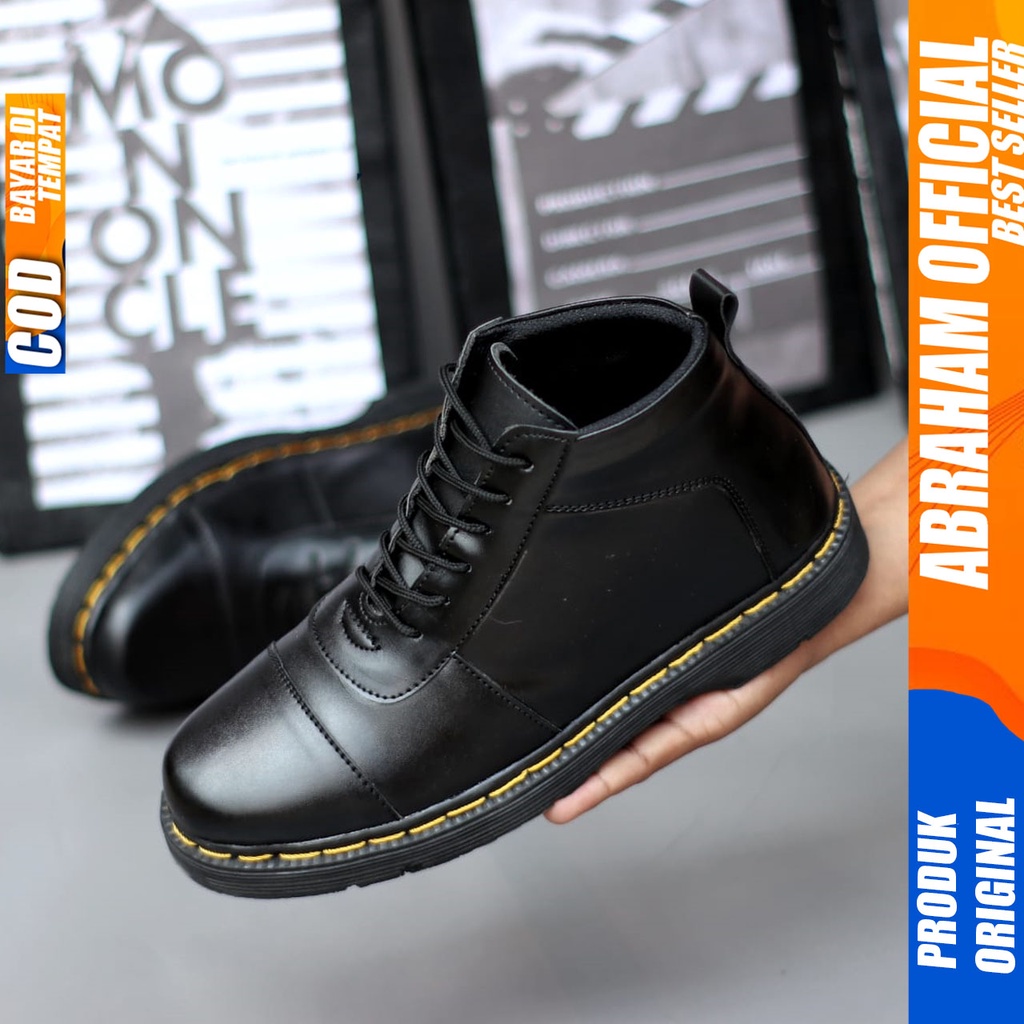 Sepatu Boots Pria Docmart Formal Kerja Pria Hitam Abraham BRATA