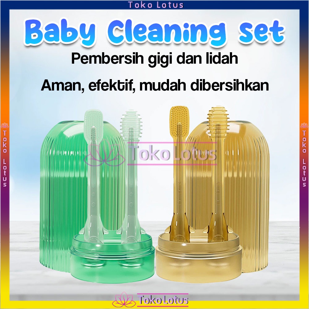 3 in 1 Dental Kit Baby Sikat Lidah Bayi New Born Pembersih Lidah / Sikat Gigi Bayi / Pembersih Mulut Bayi Silikon Food Grade Aman Untuk Bayi