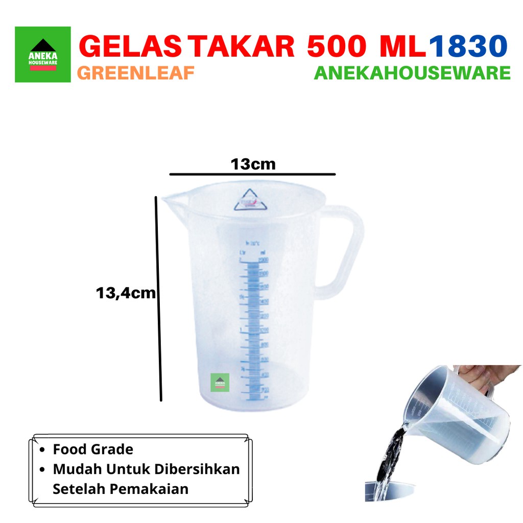 Gelas Takar / UKUR 500ML GREEN LEAF 1830