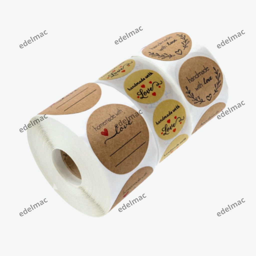 Roll [500pcs] Stiker Handmade with Love | Sticker Thank You Gift Handy Craft DIY