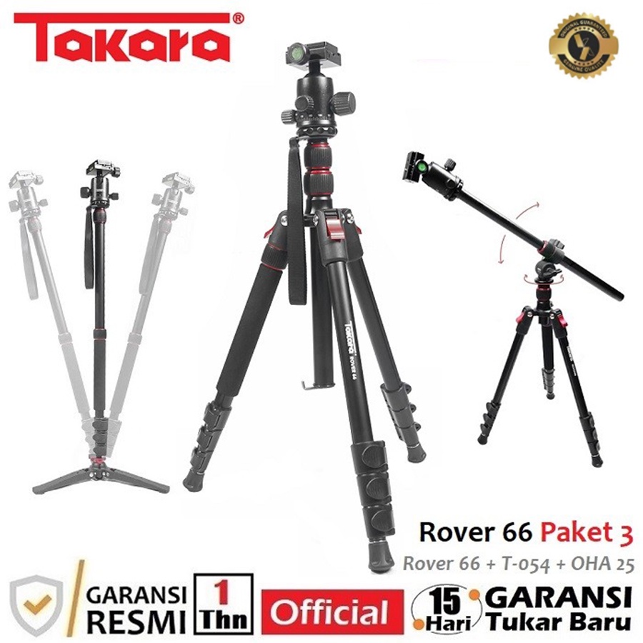 Takara ROVER 66 Paket 3 Compact Traveller Tripod Monopod Kit