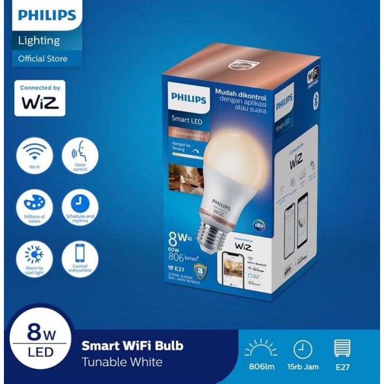Promo lampu philips smart wifi LED 8 Watt & 9 Watt kuning putih & RGB warna with bluetooth tunable w