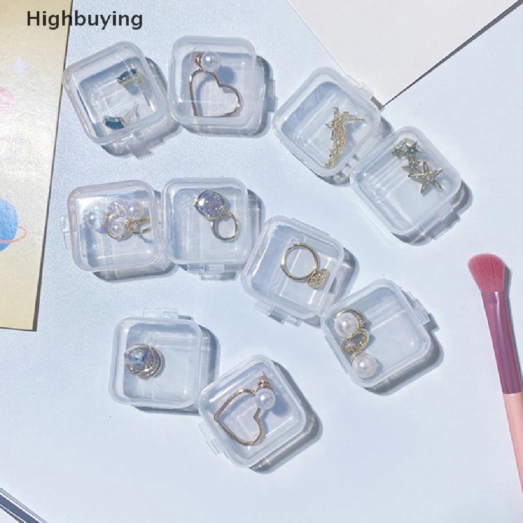 Hbid 10Pcs Square Transparan Jewelry Storage Case Anti-Oksidasi Wadah Kotak Penyimpanan Jewelry Organizer Untuk Anting Cincin Kalung Gelang Glory