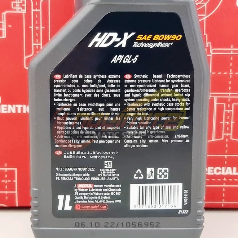 Oli Gardan Gearbox Motul HD-X 1L 80W-90 NMAX XMAX Aerox 155 PCX Vario