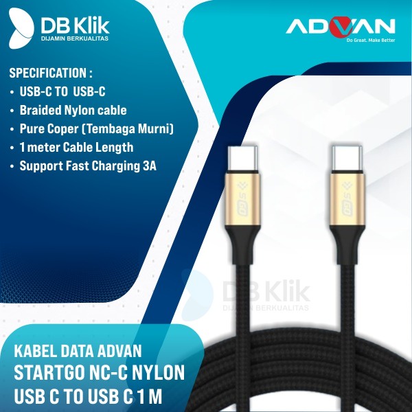 Kabel Data ADVAN STARTGO NC-C Nylon USB C to USB C 1 Meter