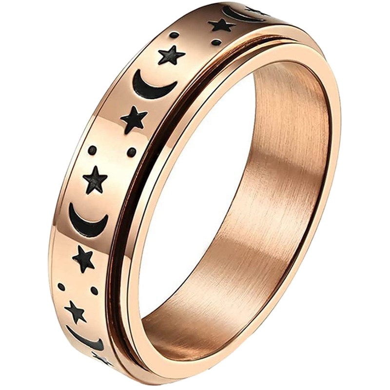 Spinner Rings Baja Titanium Bulan Bintang Fidget Ring Stress Anxiety Ring