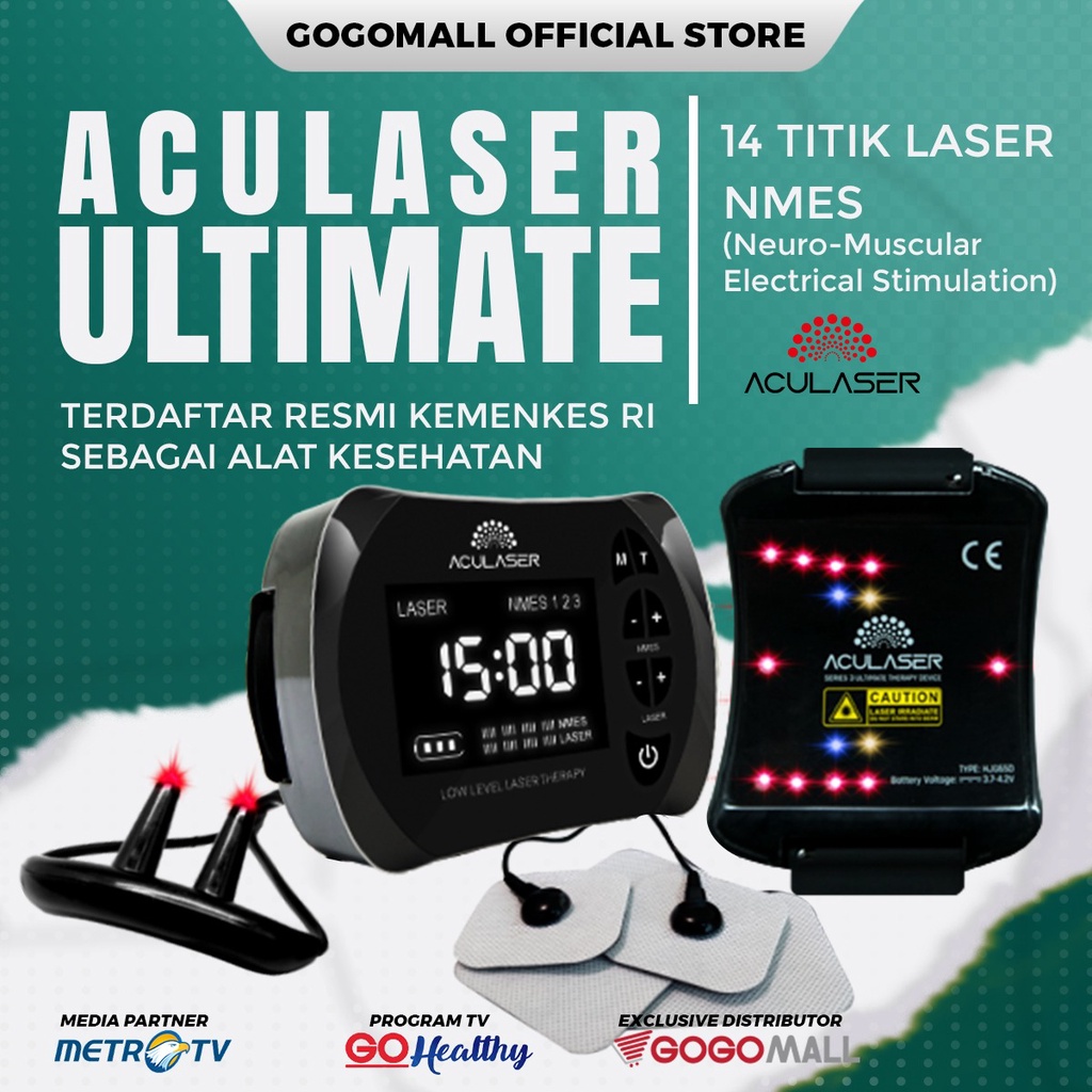 ACULASER ULTIMATE 14 TITIK LASER + NMES - ALAT TERAPI MEMBANTU MENURUNKAN HIPERTENSI / TEKANAN DARAH