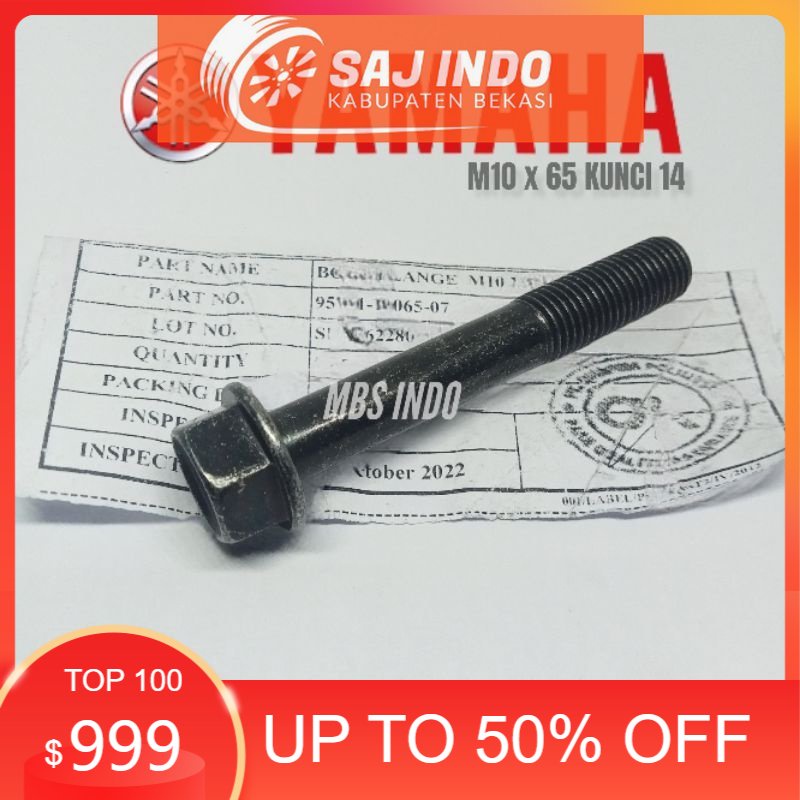 FZR BOLT FLANGE 14 m10x65 BAUT DUDUKAN KNALPOT YAMAHA X MAX 250 CC BAUD PEGANGAN KENALPOT AREM SASIS