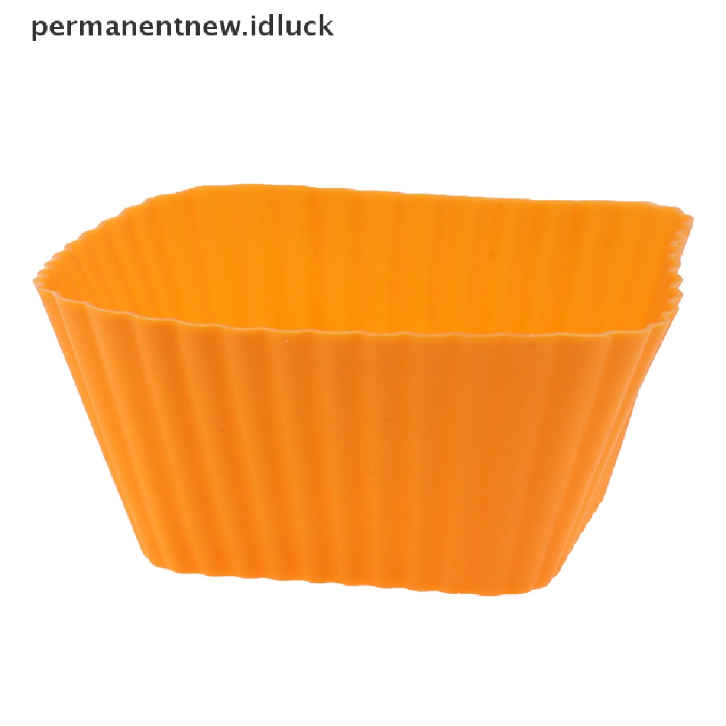 [luckypermanentnew] 1/6pcs 7cm Persegi Berbentuk Jelly Puding Cetakan Muffin Kue Cup Silikon Cetakan [ID]