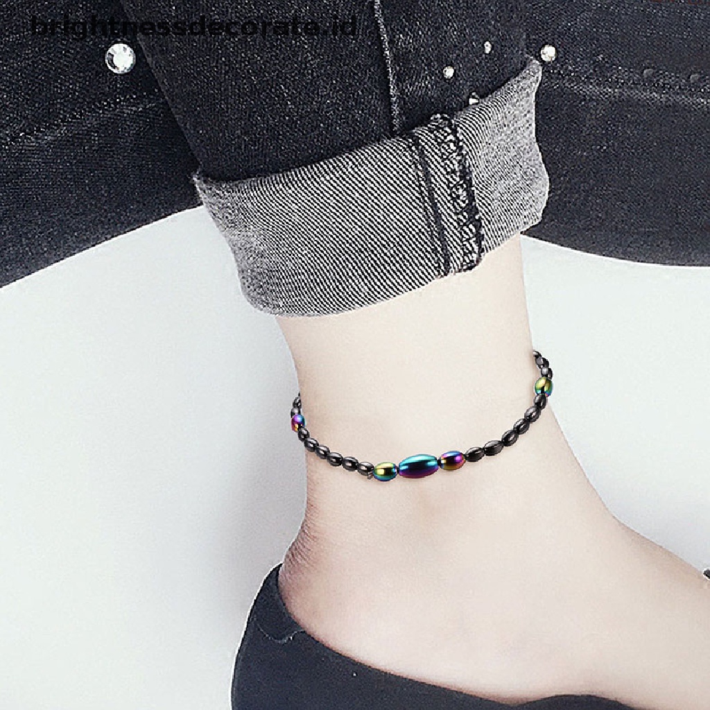 [Birth] Magnetic Beads Batu Hematite Perawatan Kesehatan Penurunan Berat Badan Gelang Kaki Perhiasan [ID]