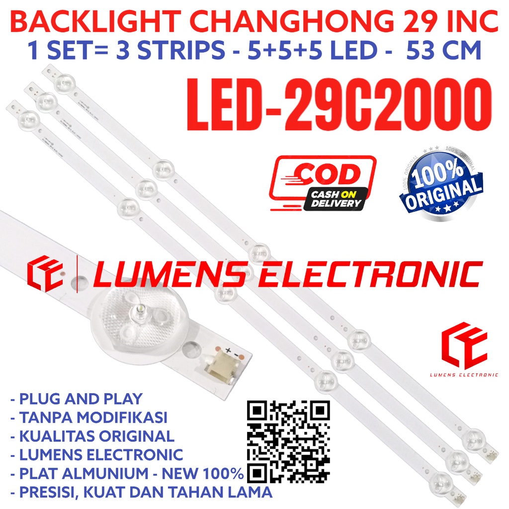 BACKLIGHT TV LED CHANGHONG 29 INC 29C2000 LED29C2000 LE29C2000 LE 29C LAMPU BL 5K 3V 5 KANCING LED 2