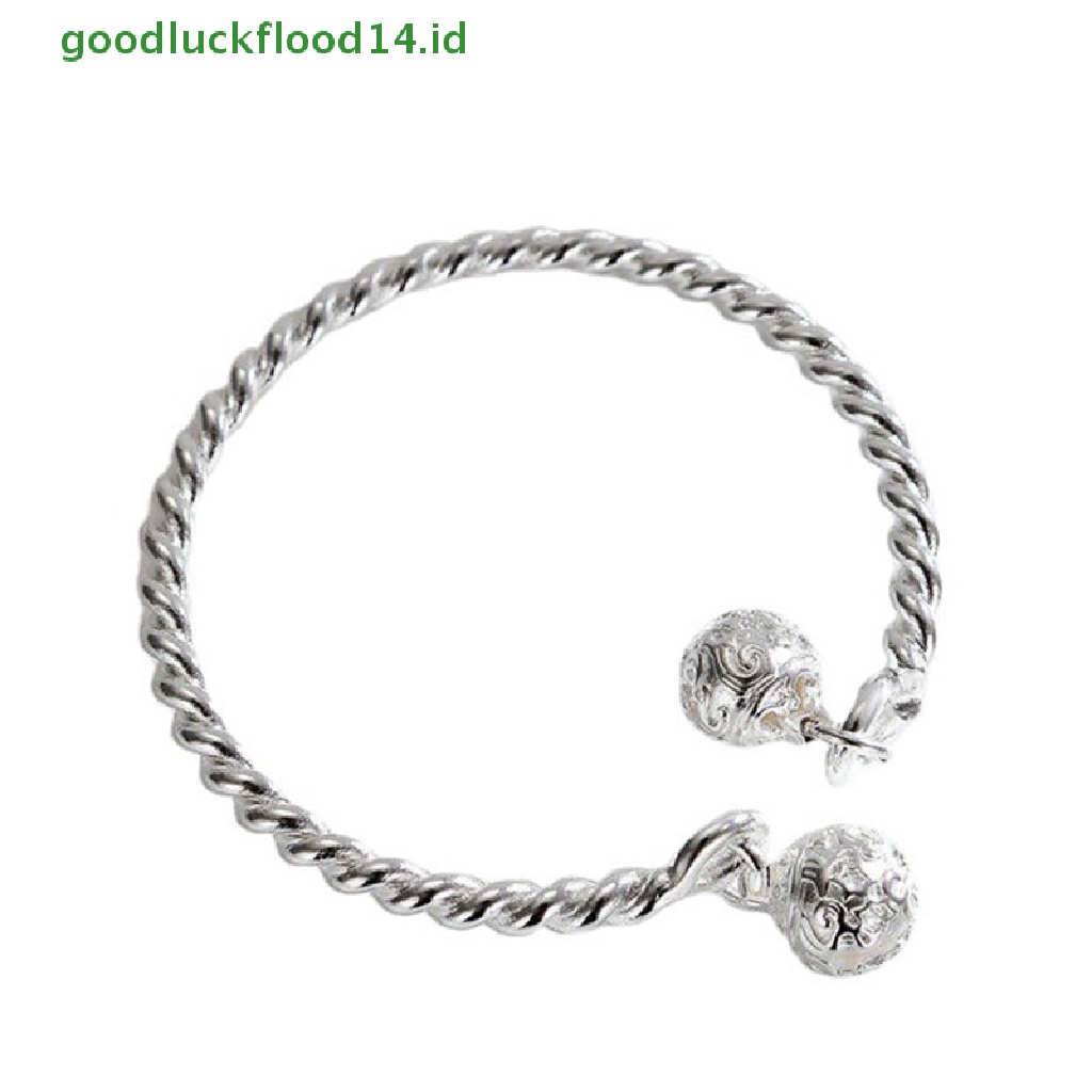 [GOOGFOUR] Istana Cantik Bell Cuff Bangle Bracelets Jingle Ring Bell Bangle Memutar Garis Double Bell Cuff Bangle Fashion Pesta Perhiasan Pasangan Hadiah Natal [TOP]