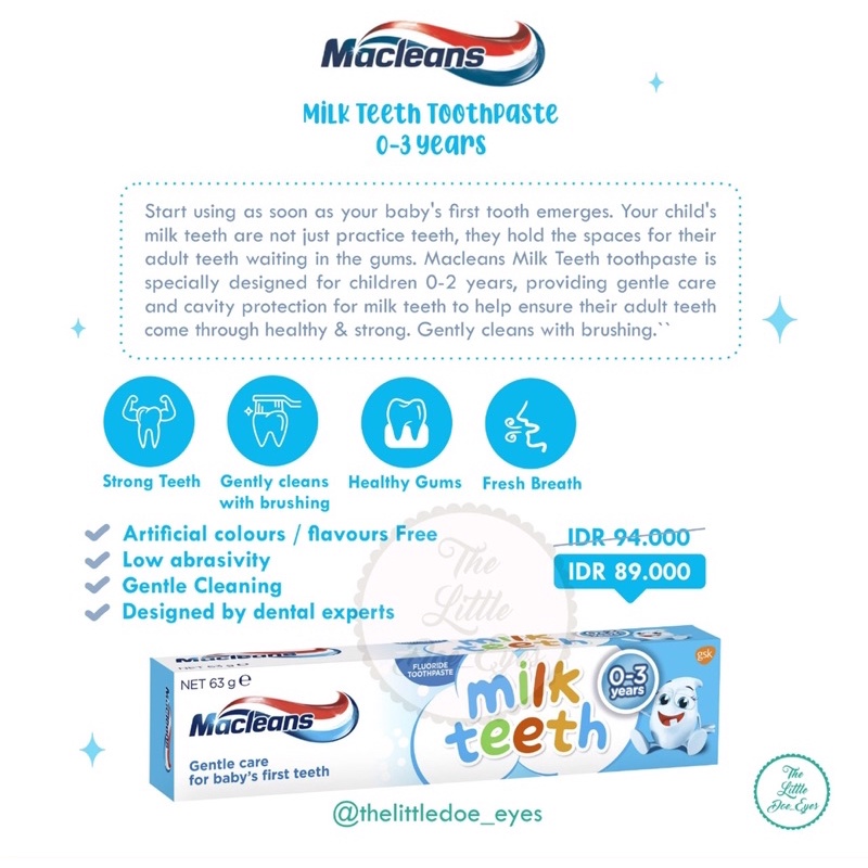 [READY] Aquafresh Macleans Toothpaste Pasta Gigi (Milk Teeth 0-2 Y / Little Teeth 3-5 Y / Big Teeth 6+ Y)