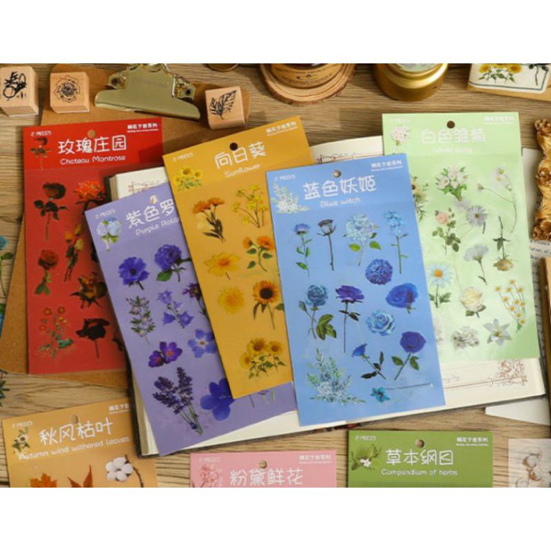 

1 lembar stiker flower plant journaling transparan stiker