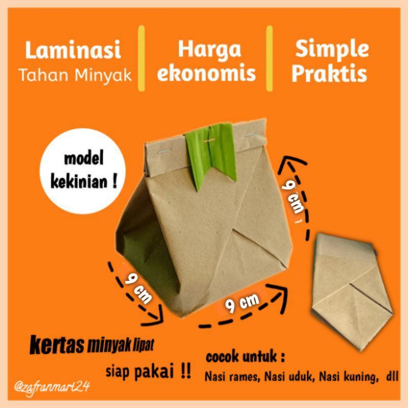 KERTAS NASI KEKINIAN KERTAS MINYAK SIMPLE KERTAS MINYAK SIAP PAKAI KERTAS MINYAK LIPAT