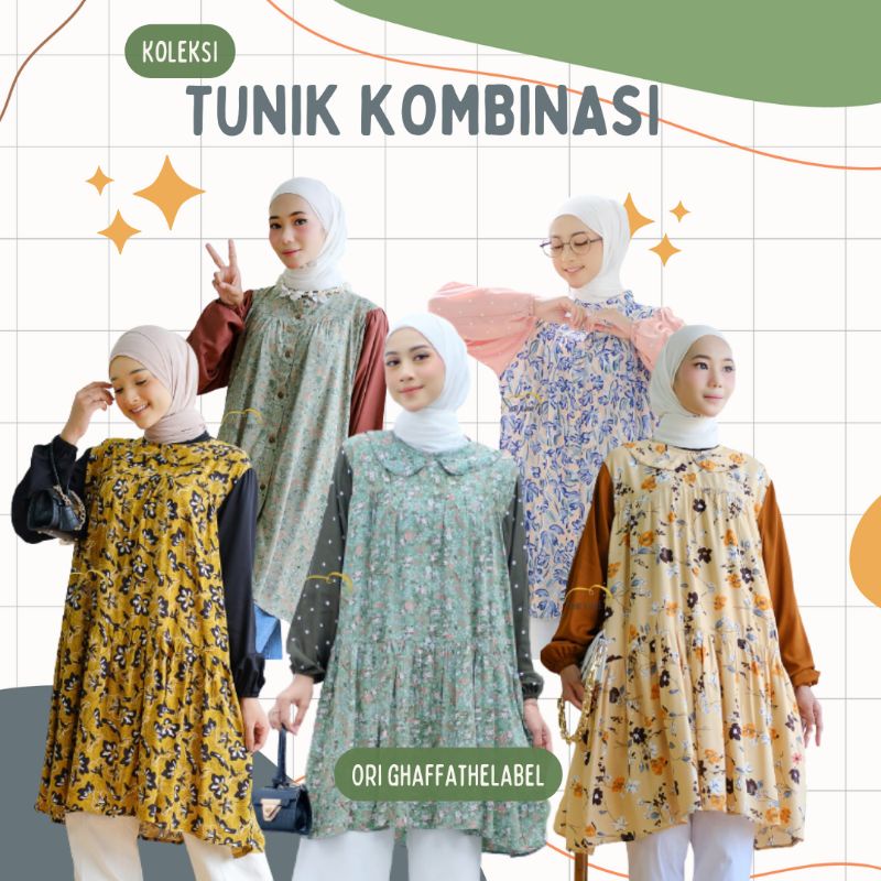 Tunik rayon motif kombinasi polos Ori Tulussignature