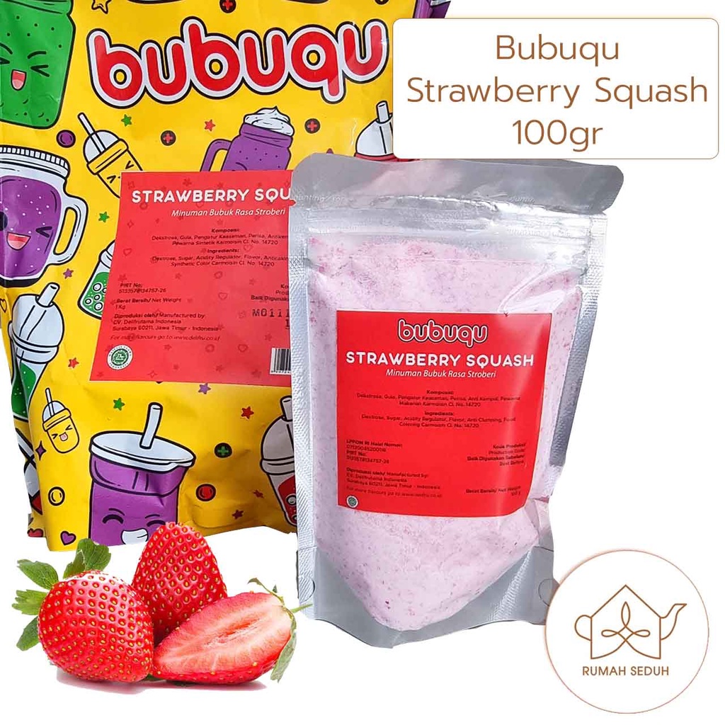 

Bubuqu Strawberry Powder 100gr - Minuman Bubuk Stroberi Stoberi Strowberi