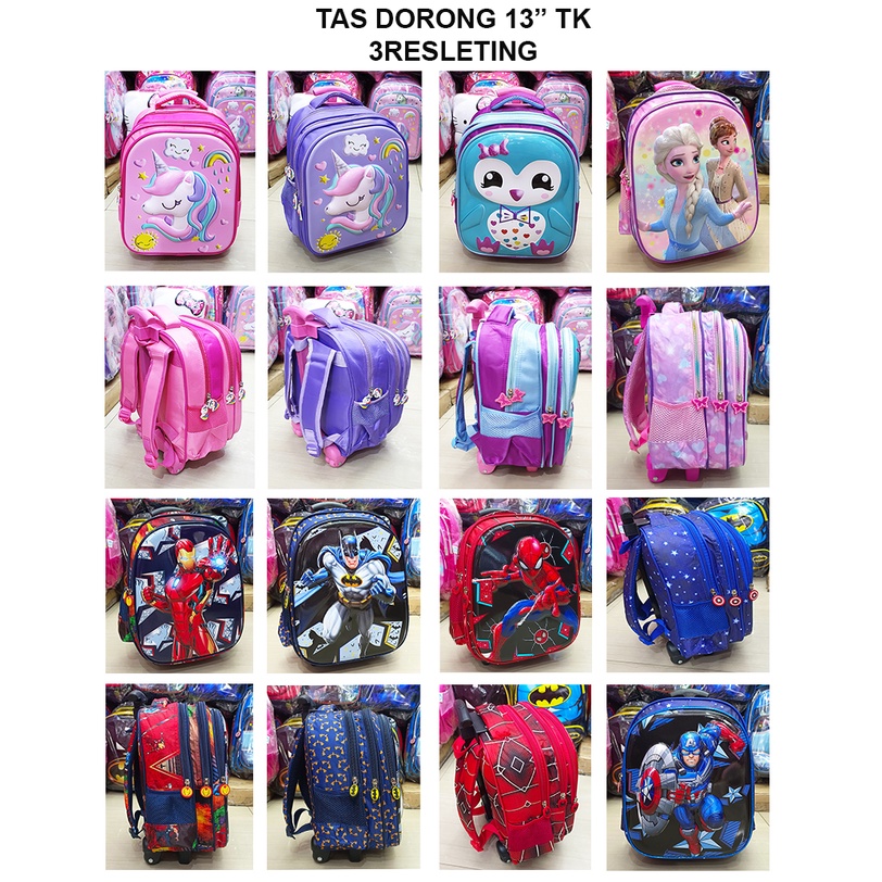 PROMO Tas Roda Dorong Trolley Anak TK Perempuan Cantik Motif OWL BURUNG Dan Kuda Pony CETAR LILAC Glossy Timbul 3Res IMPORT ( cetar Lily Mya Koala Sweet Pop It 13&quot; )