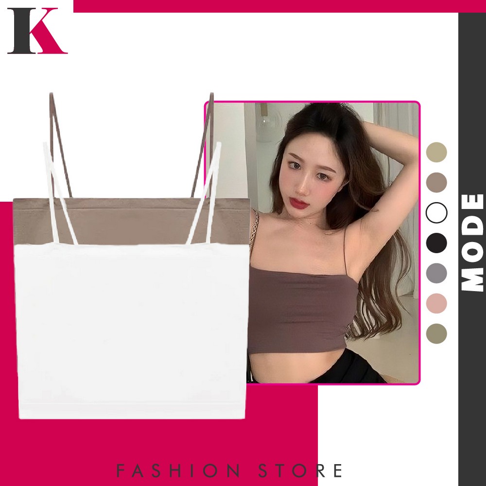 Tank Top Crop Tali Basic Tanpa Lengan Pakaian Dalam Polos Wanita / Sleeveless Crop Tengtop Wanita Fa