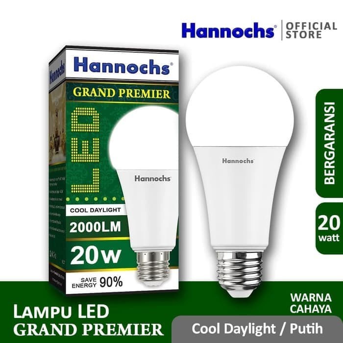 ✿ BISA COD✿ Hannochs Lampu LED Grand Premier 20 Watt Putih BOLA LAMPU Bohlam 20W