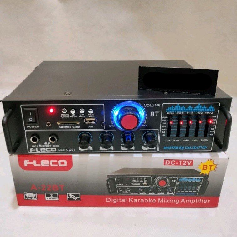 POWER AMPLIFIER MIXER DIGITAL FLECO A22BT AMPLI EQUALIZER BLUETOOTH BERGARANSI