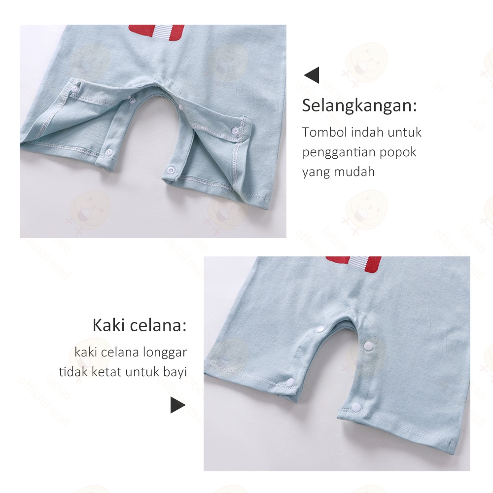 Lacoo Jumper bayi laki laki perempuan Baby playsuit button romper baju bayi karakter 0-1thn
