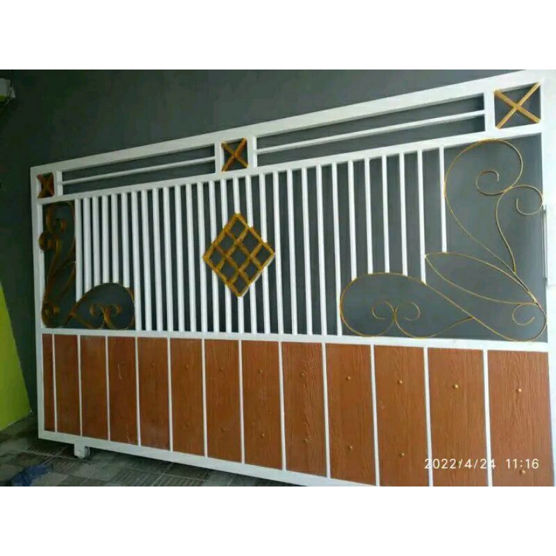 pagar minimalis hot serat kayu motif grc dorong