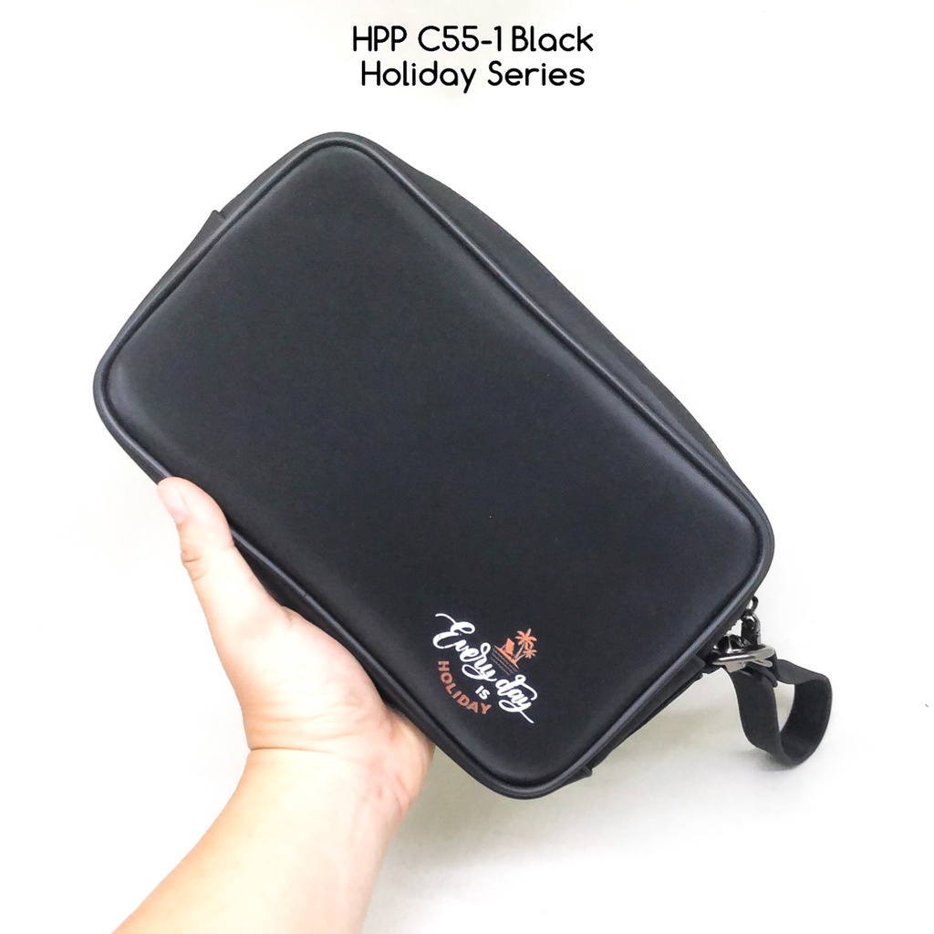 clutch pria hushpuppies C55-1 Black holiday series premium tas antiair waterproof