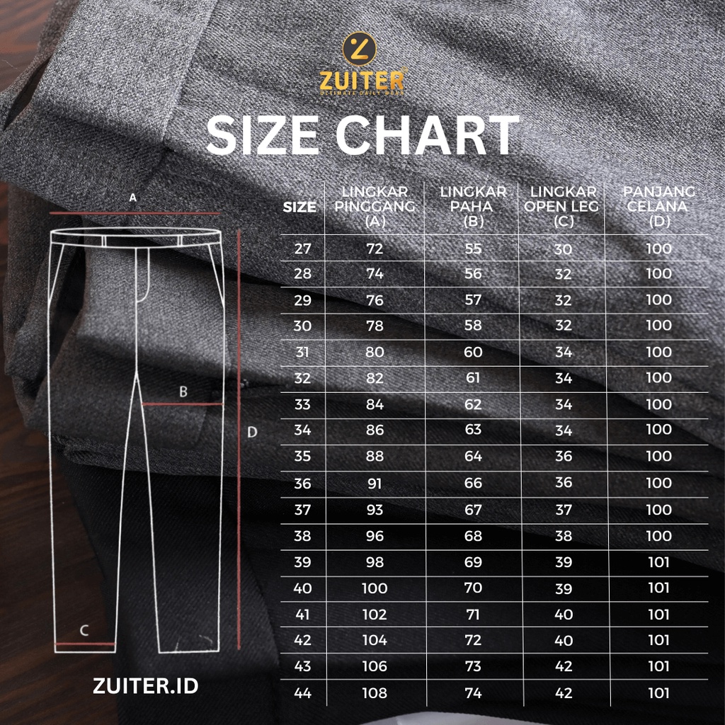 ZUITER - Bigsize Basic Pants 39-44 | Celana bahan kerja formal kantor slimfit pria jumbo (All Colour)