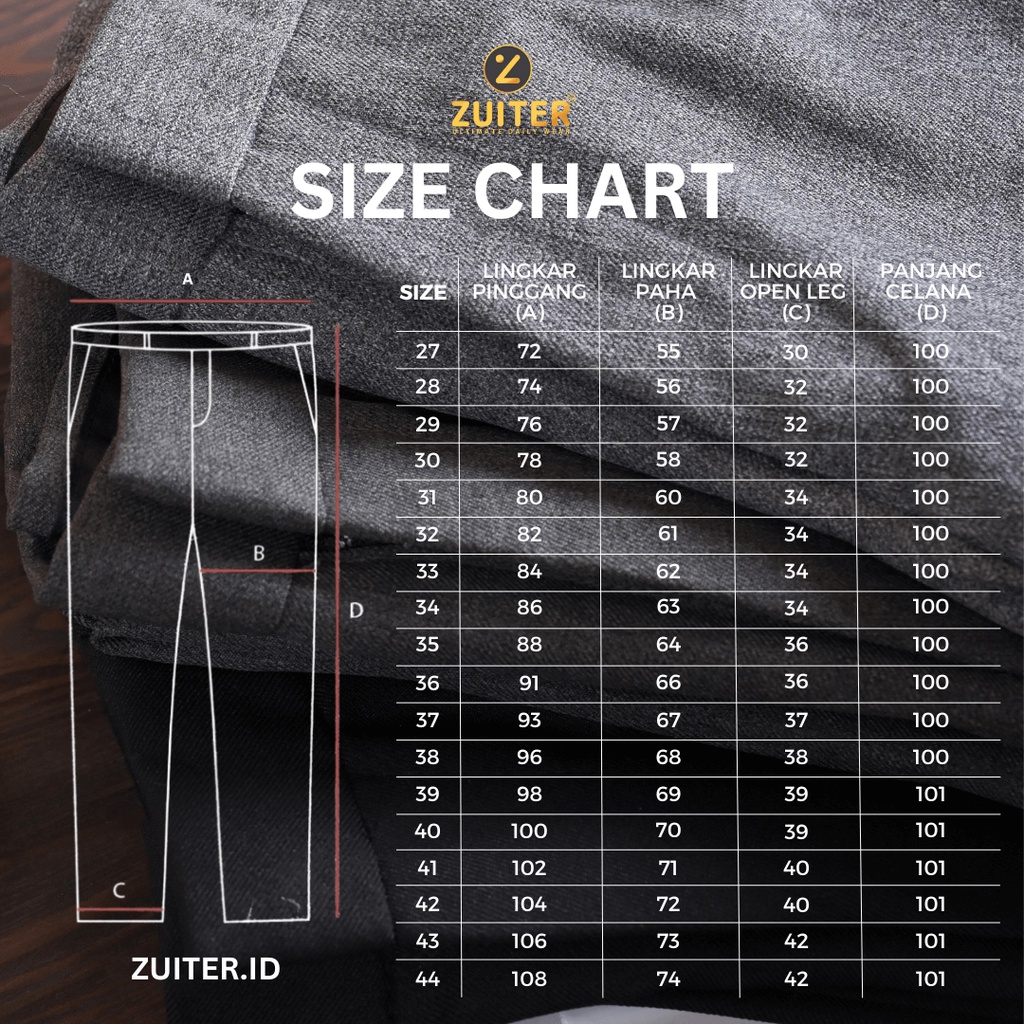 ZUITER - Bigsize Formal Pants 39-44 | Celana bahan kerja formal kantor slimfit pria jumbo (All Colour)