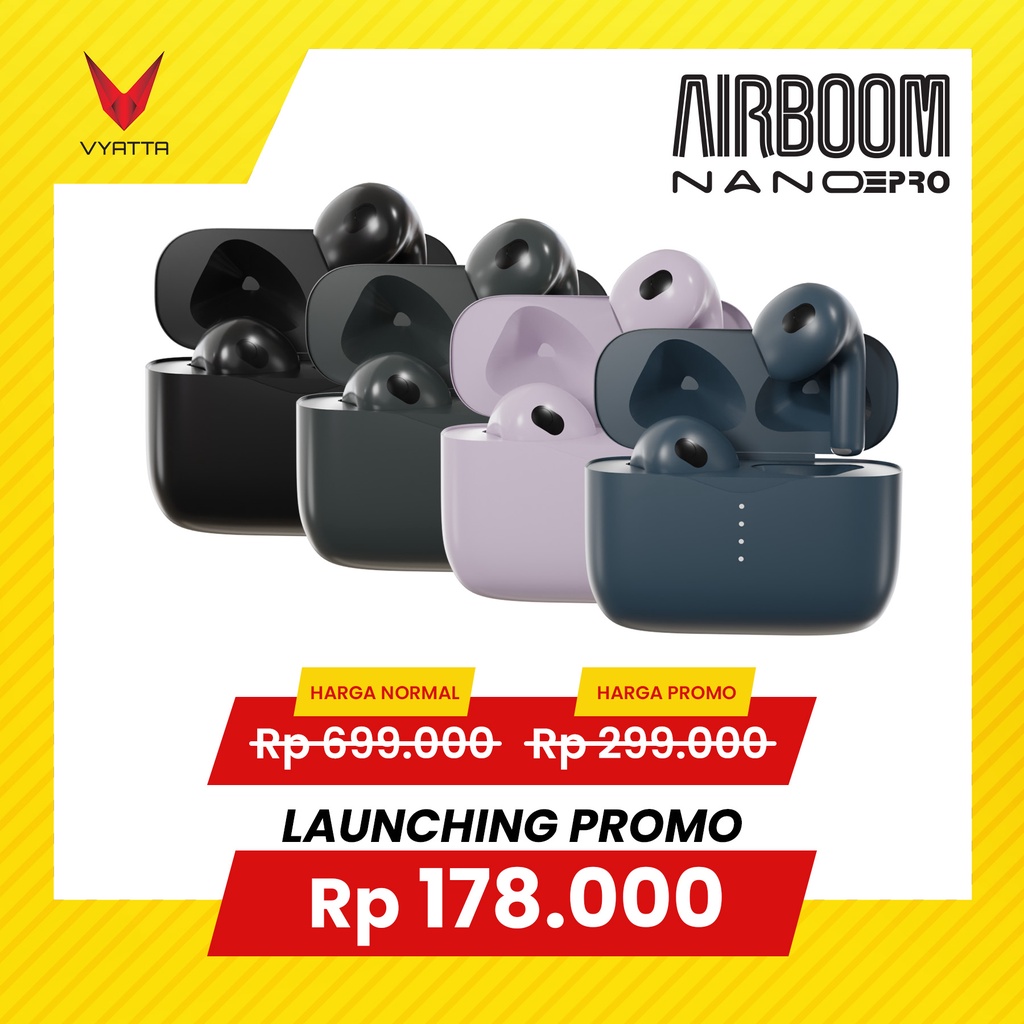 Jual VYATTA AIRBOOM NANO PRO TWS BLUETOOTH HEADSET EARPHONE 9 EQ CUSTOM ...