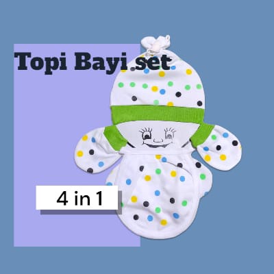 Topi Slabber Set Bayi 4 in 1 NewBorn