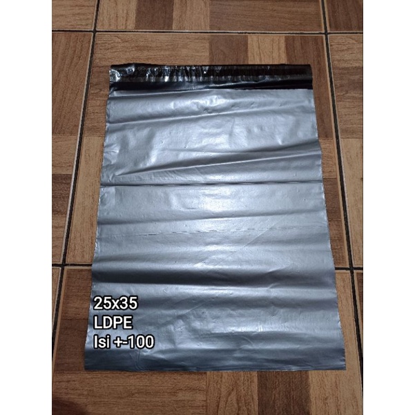 plastik packing polymailer LDPE Glossy 25x35 isi 100 silver