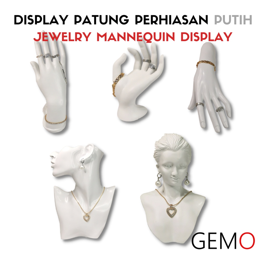 Display Patung Putih Perhiasan Manekin untuk Cincin Gelang Kalung Anting cocok untuk Alat Peraga Toko Emas Perak Permata Berlian Perak Diamond