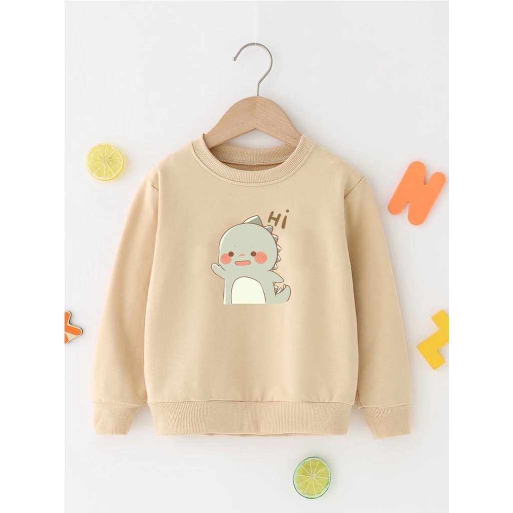 Sweater Perempuan Usia 2 - 12 Tahun Crewneck DINO SERIES Switer Cewek Cowok