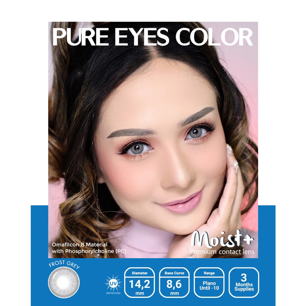 Jual Softlens Warna Grey abuabu Pure Eyes Color Moist+ Premium Contact