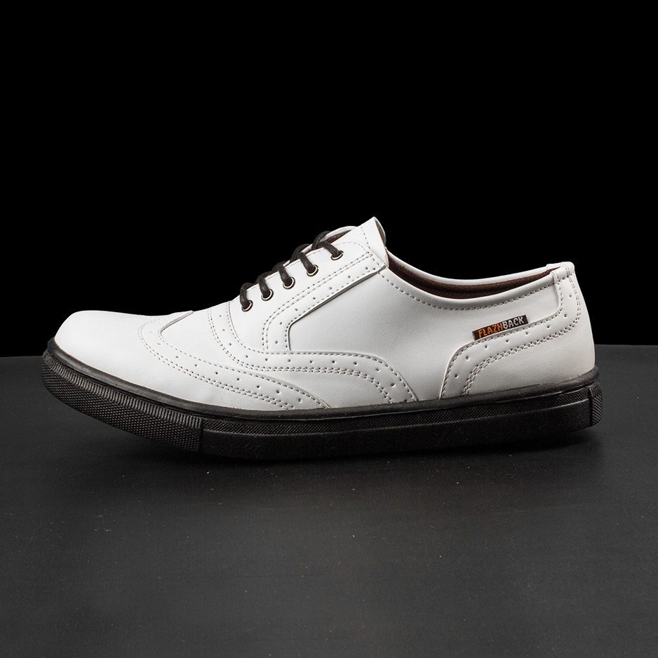 ICARUS WHITE BLACK |ManNeedMe x FLAZHBACK| Sepatu Sneakers Pria Casual Shoes DIJAHIT ORIGINAL