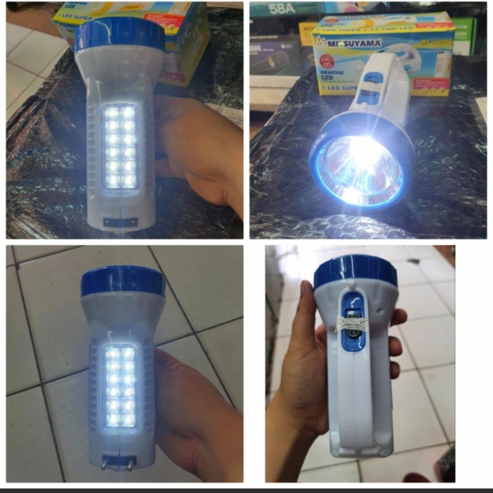 COD Senter tangan terang Mitsuyama Ms-1202Sc 1 led super + 12 smd led